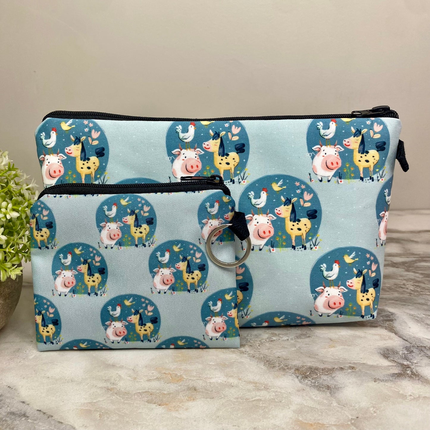 Pouch & Mini Pouch Bundled Set - Farm Animals Circle
