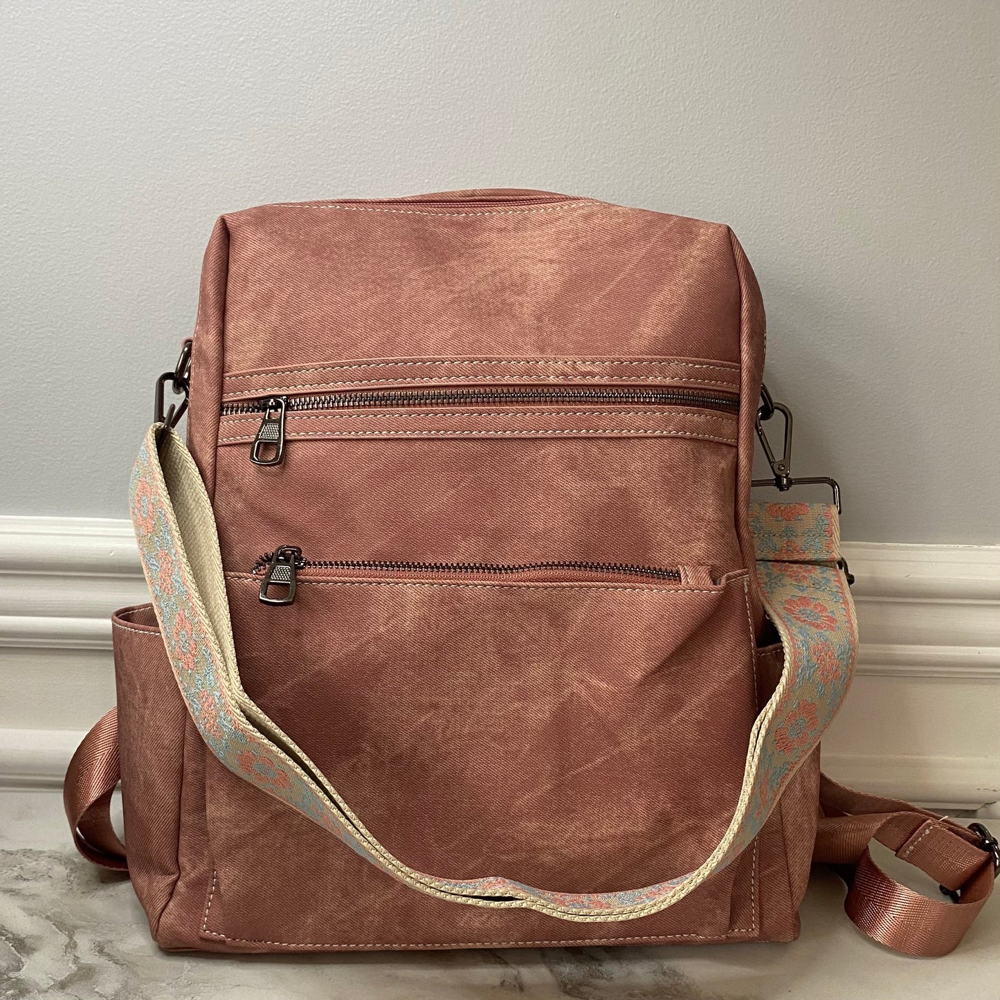 Denim Suede Brooke Backpack + Pouch - PREORDER
