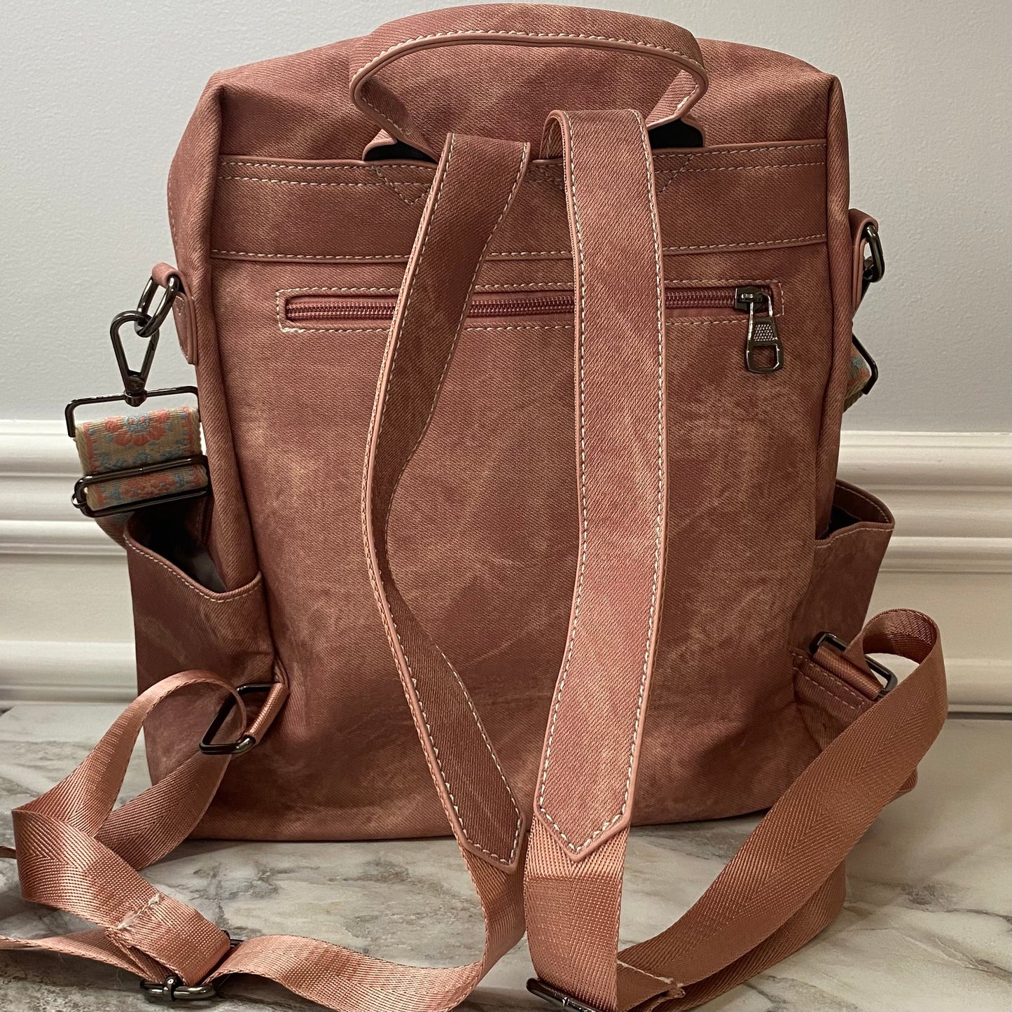 Denim Suede Brooke Backpack + Pouch - PREORDER