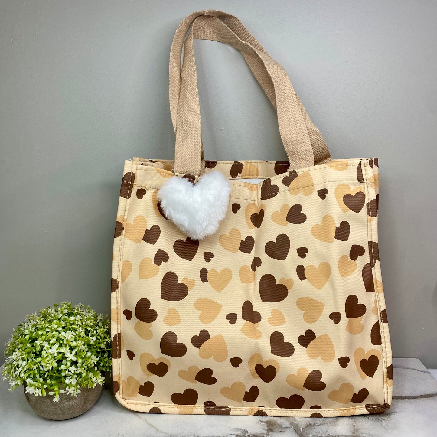 Tote Bag - Heart Brown + Tan