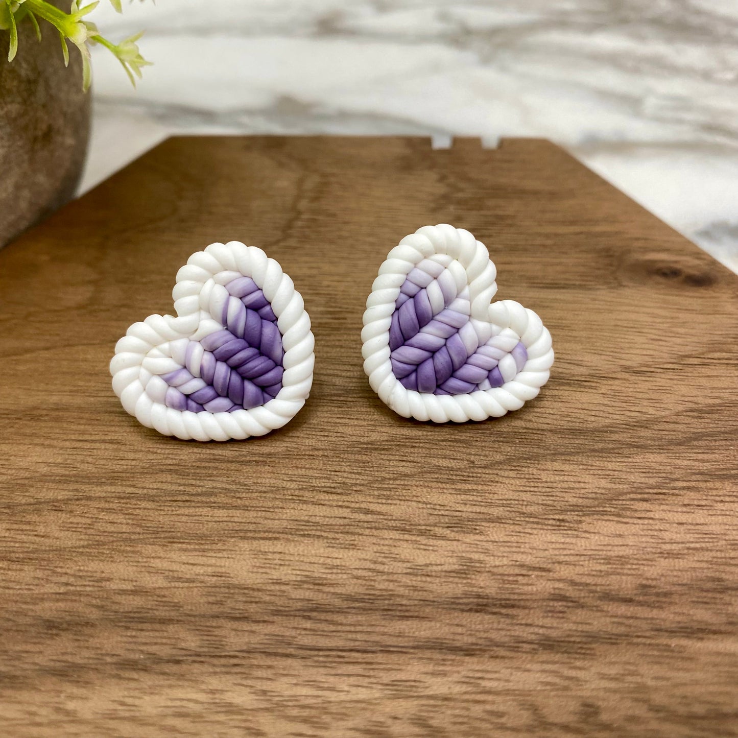 Acrylic Stud Earrings - Knit Heart