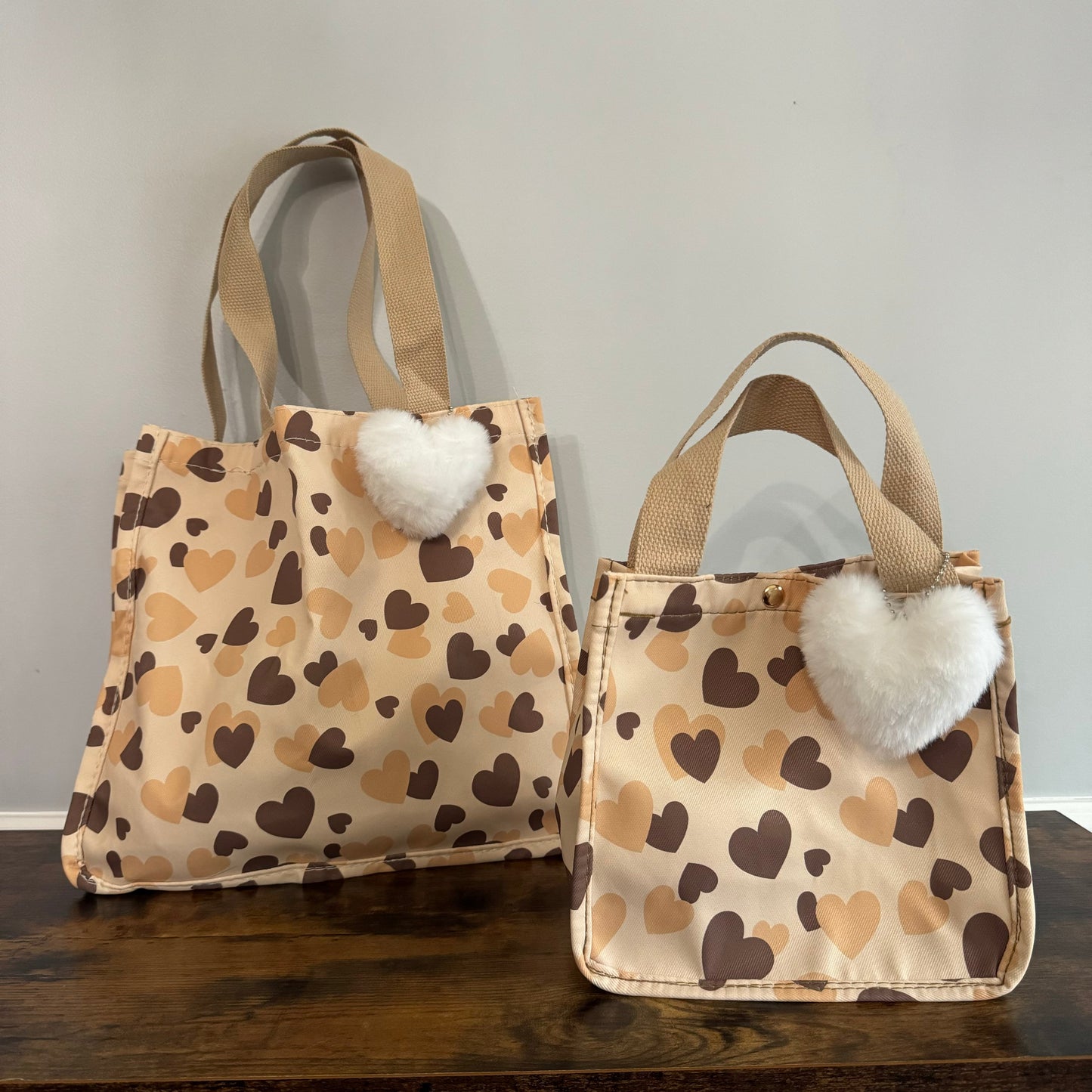 Tote Bag - Heart Brown + Tan