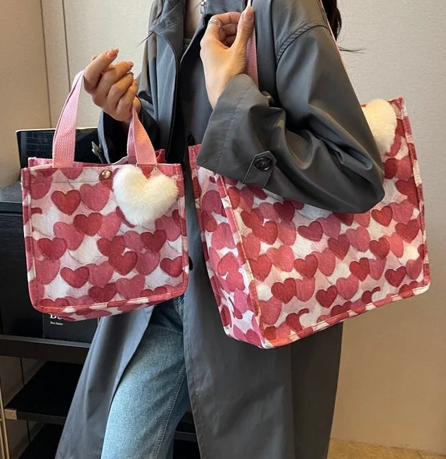 Tote Bag - Heart Brown + Tan