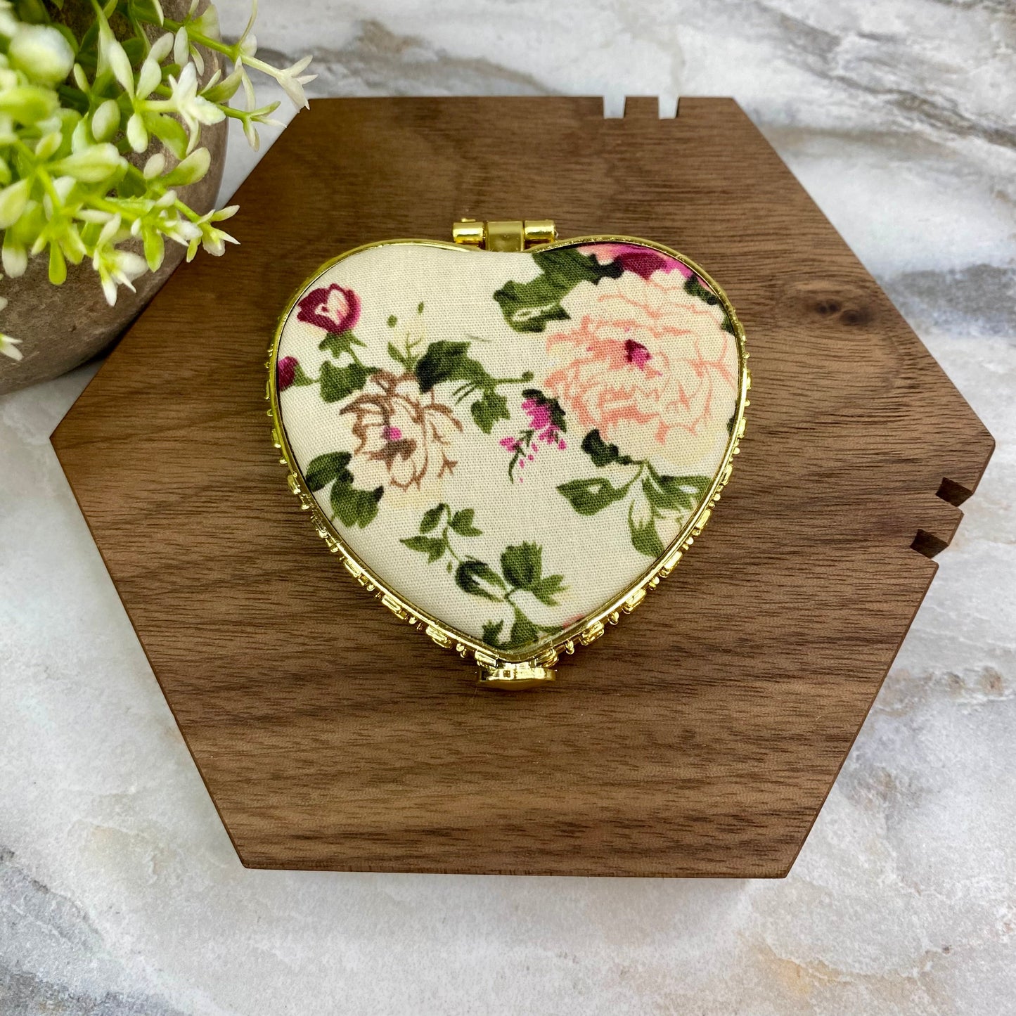 Compact Mirror - Ivory Floral