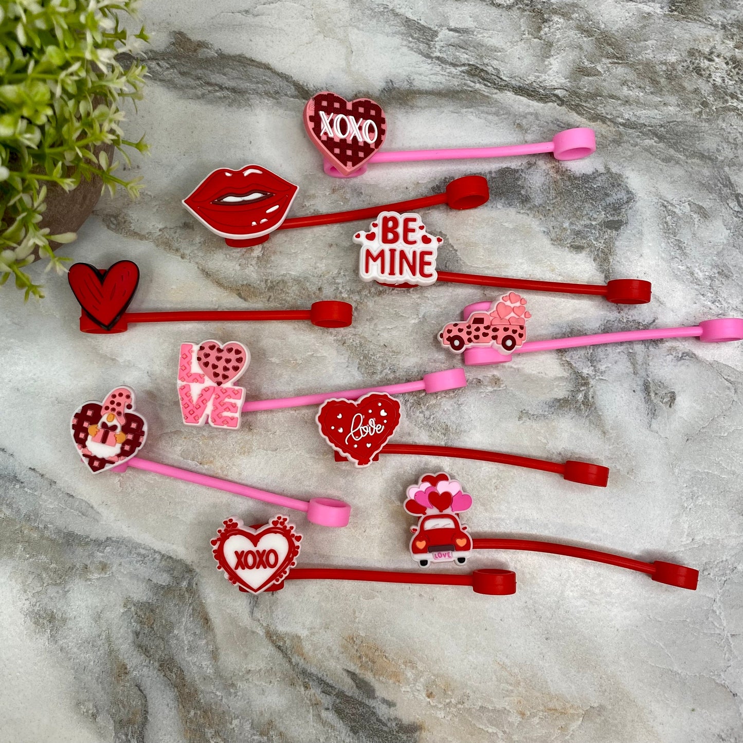 Silicone Straw Toppers Tumbler - Valentine’s Day