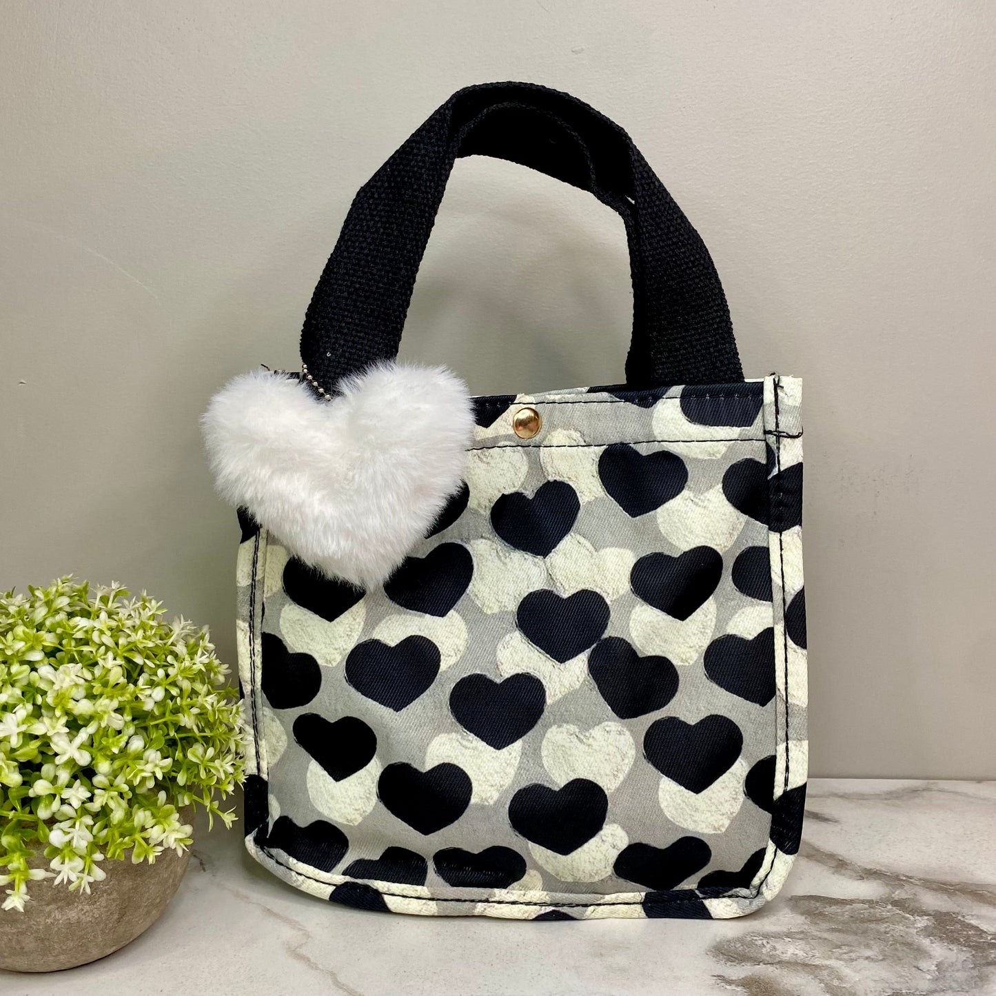 Heart Tote Bag - Black + Grey