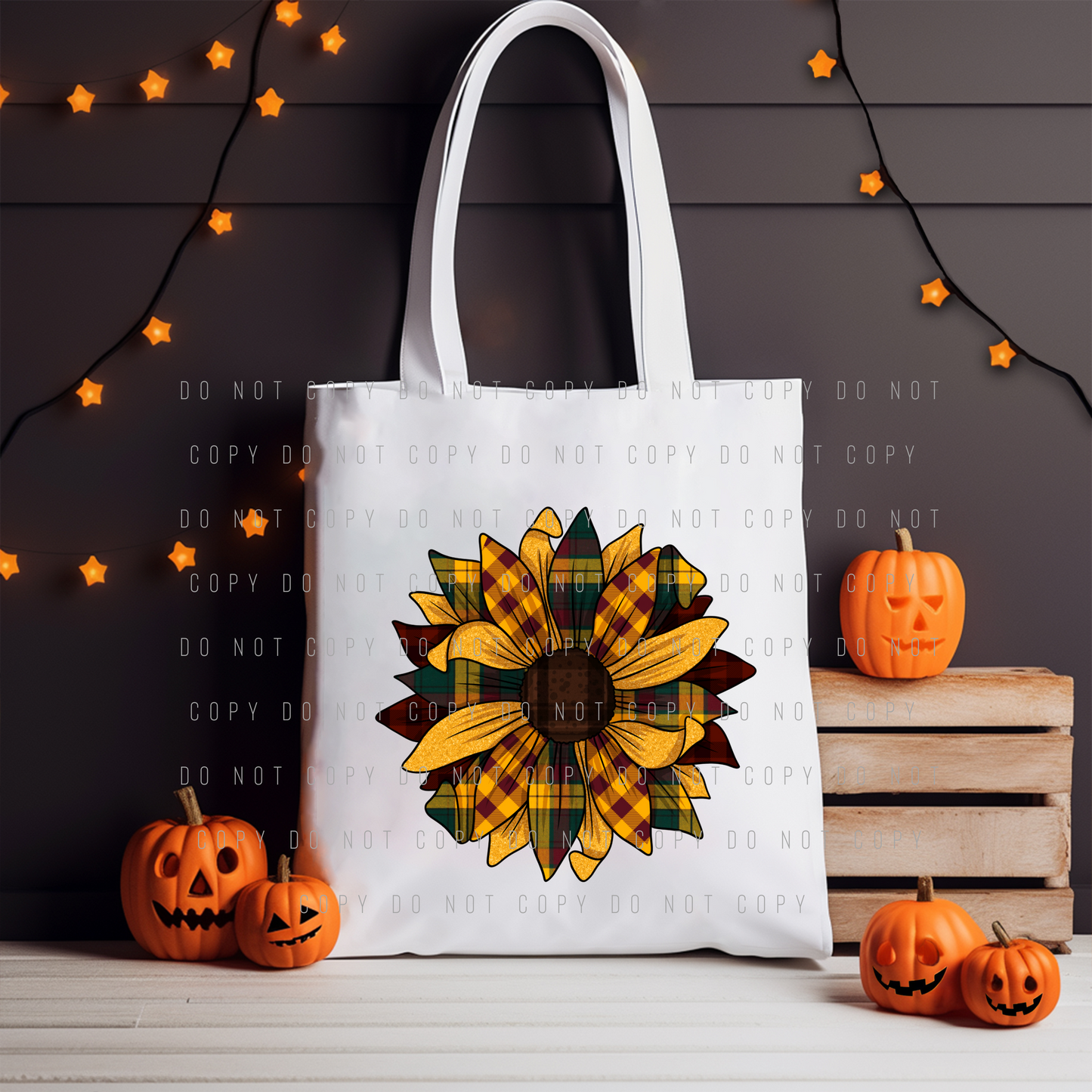 Tote Bag - Plaid Sunflower