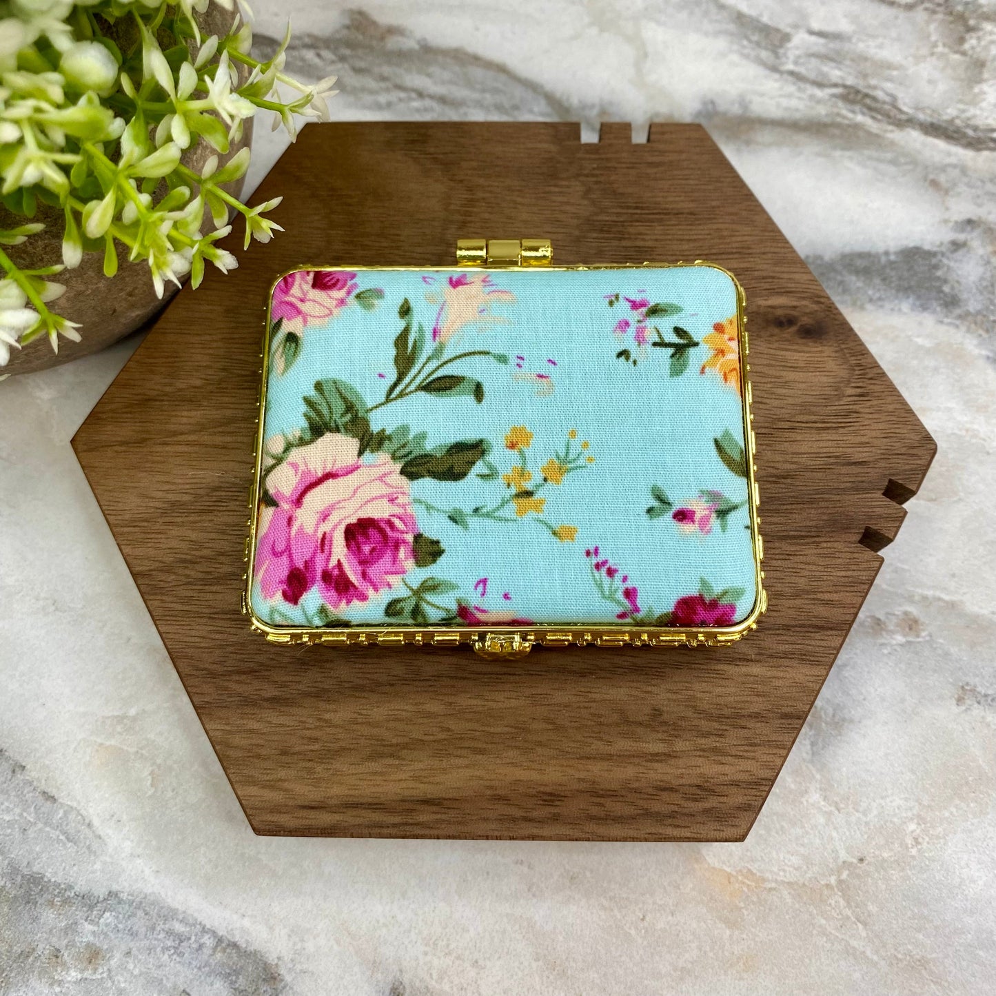 Compact Mirror - Blue Floral