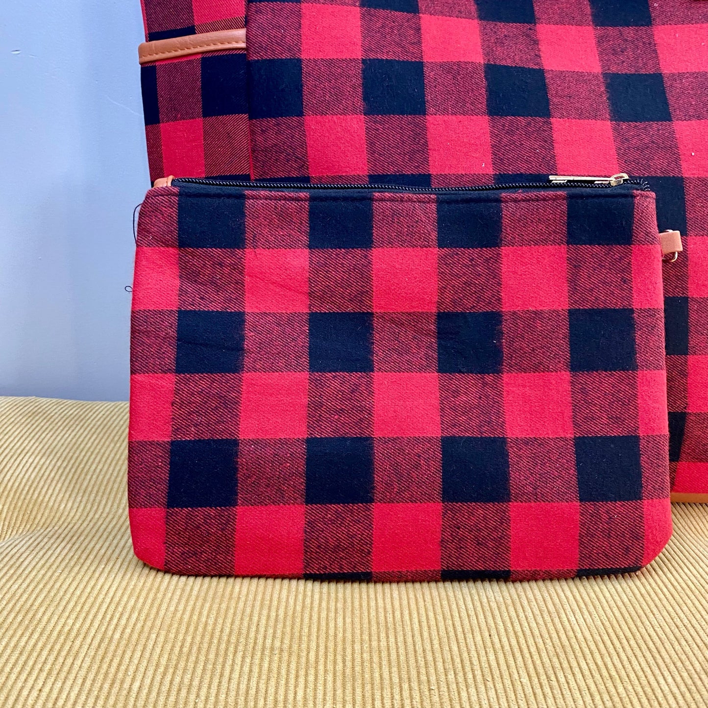 Weekender Tote & Pouch - Red Black Plaid