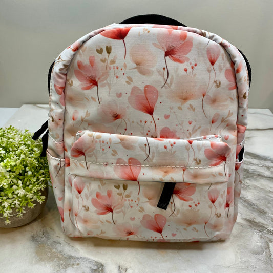 Mini Backpack - Floral Pale Pink Cream