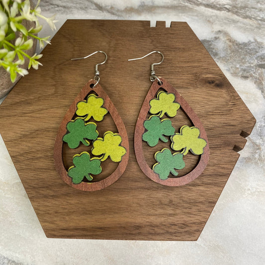 Wooden Dangle Earrings - St. Patrick’s Day - #4