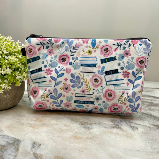 Pouch - Books Floral Pink