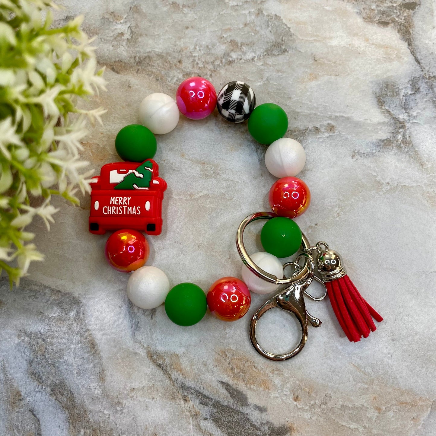 Silicone Bracelet Keychain with Tassel - Christmas - Truck