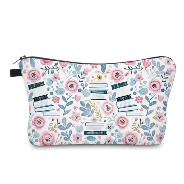 Pouch - Books Floral Pink