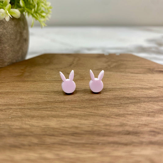 Acrylic Stud Earrings - Easter - Bunny Head - Purple