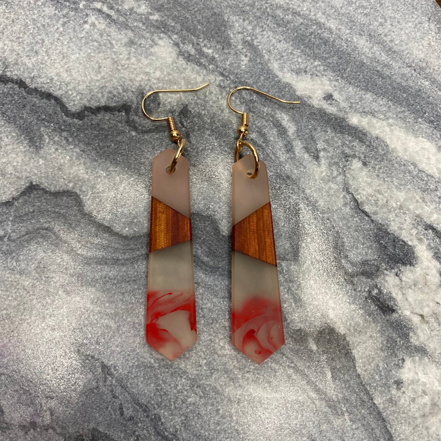 Dangle Earring - Wood & Sea Glass