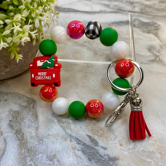 Silicone Bracelet Keychain with Tassel - Christmas - Truck