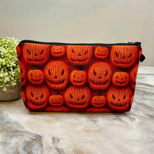 Pouch - Halloween - Knit Jack-O-Lantern