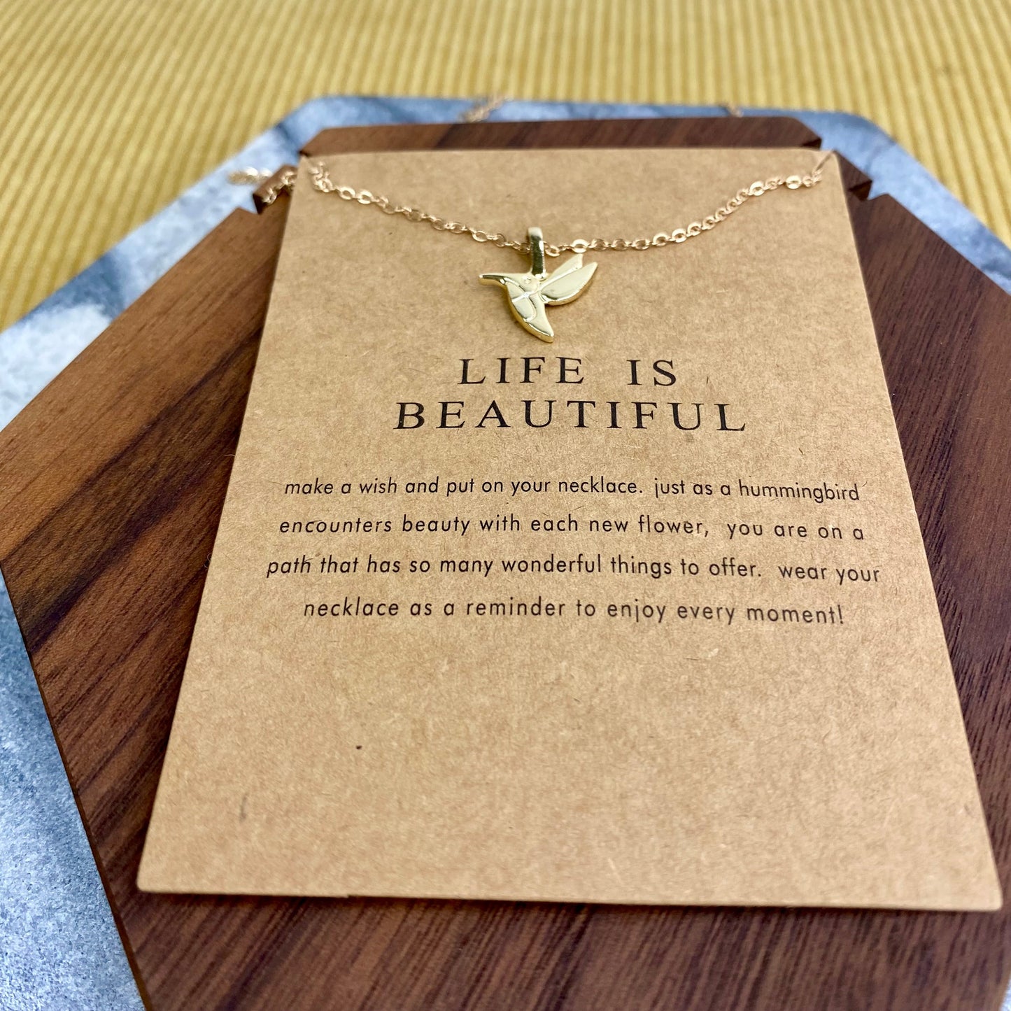 Necklace - Make A Wish - Life Is Beautiful Hummingbird