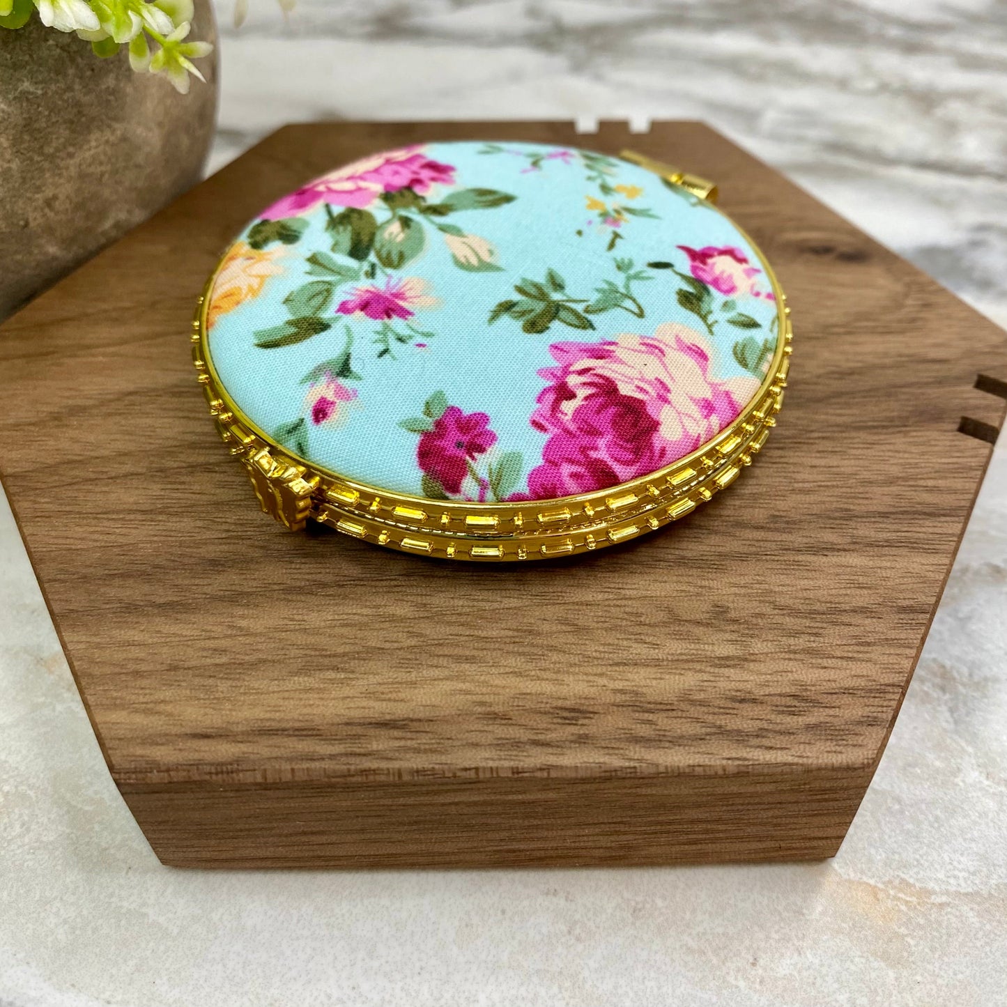 Compact Mirror - Blue Floral