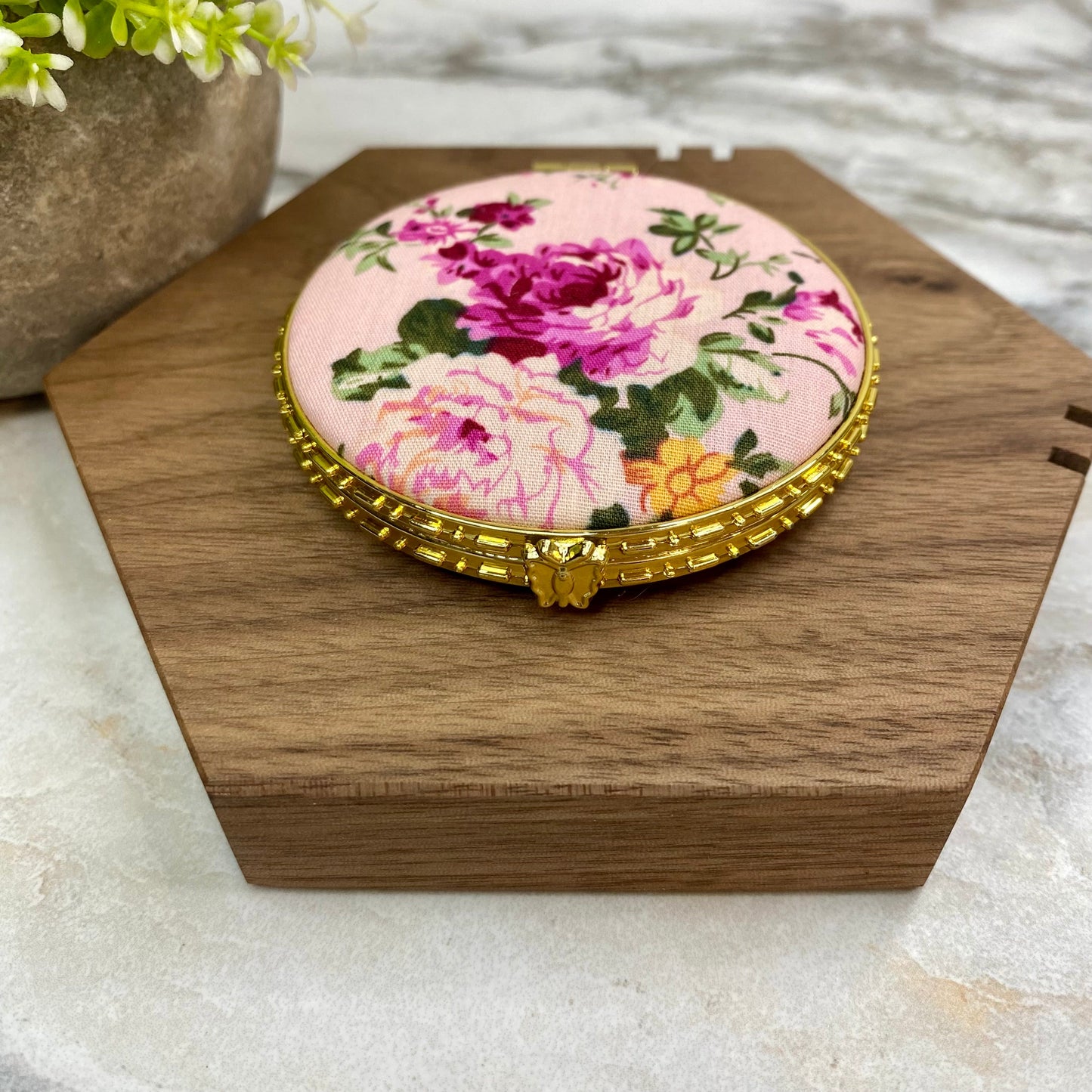 Compact Mirror - Pink Floral