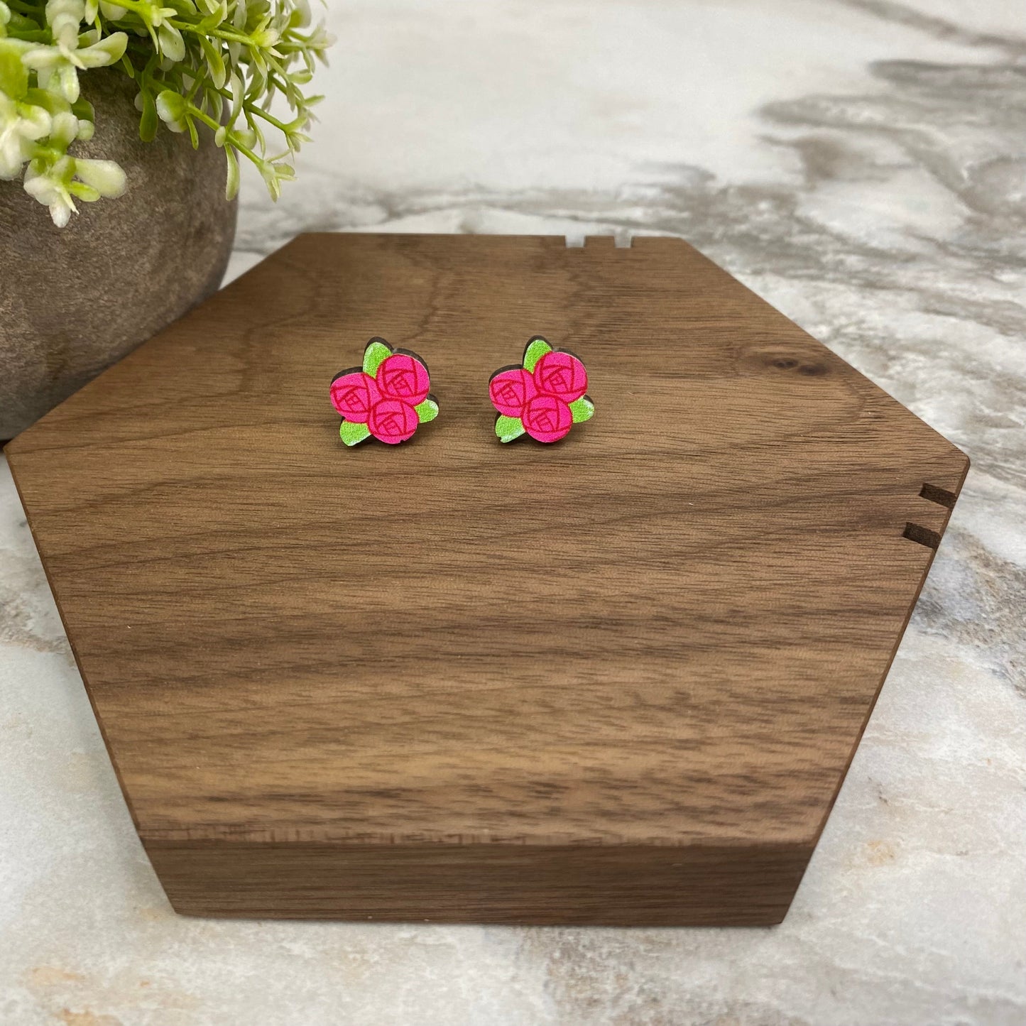 Wooden Stud Earrings - Valentine’s Day - #8