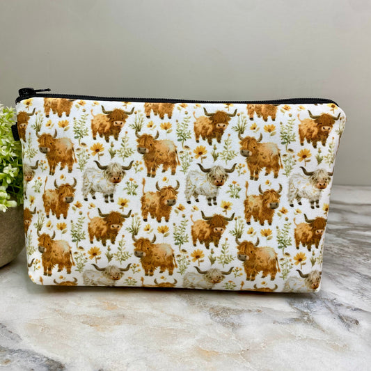 Pouch - Highland Cow Floral