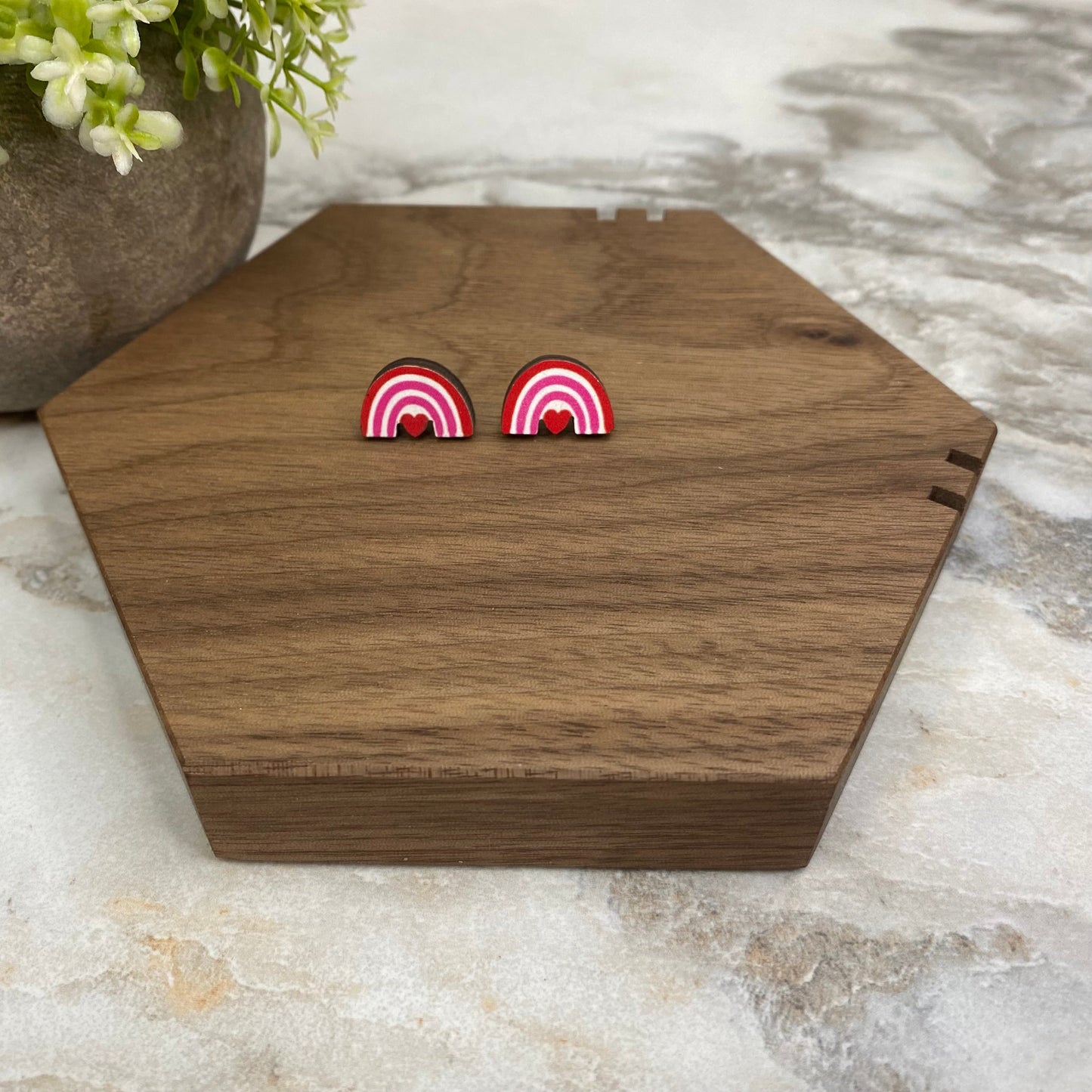 Wooden Stud Earrings - Valentine’s Day - #13