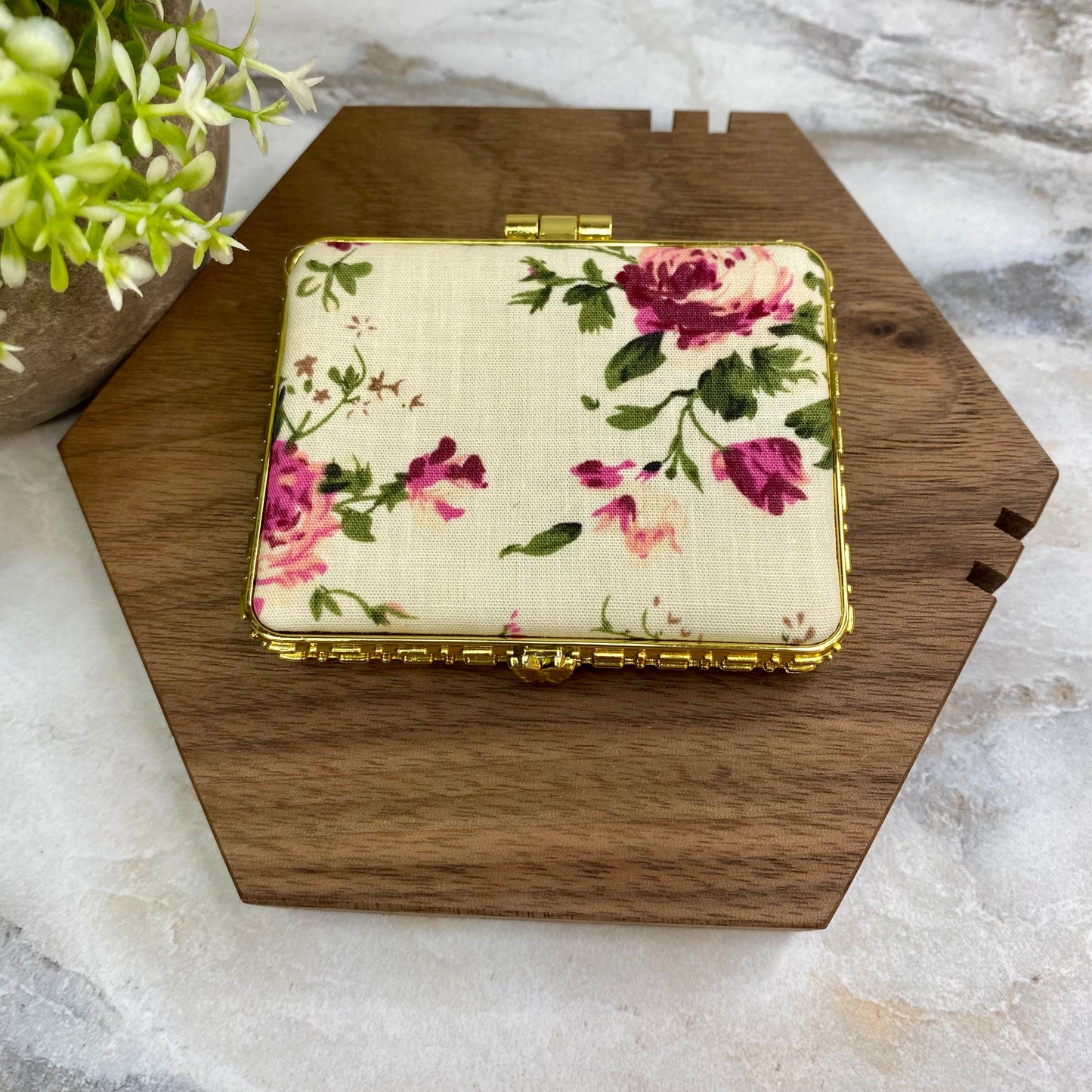 Compact Mirror - Ivory Floral