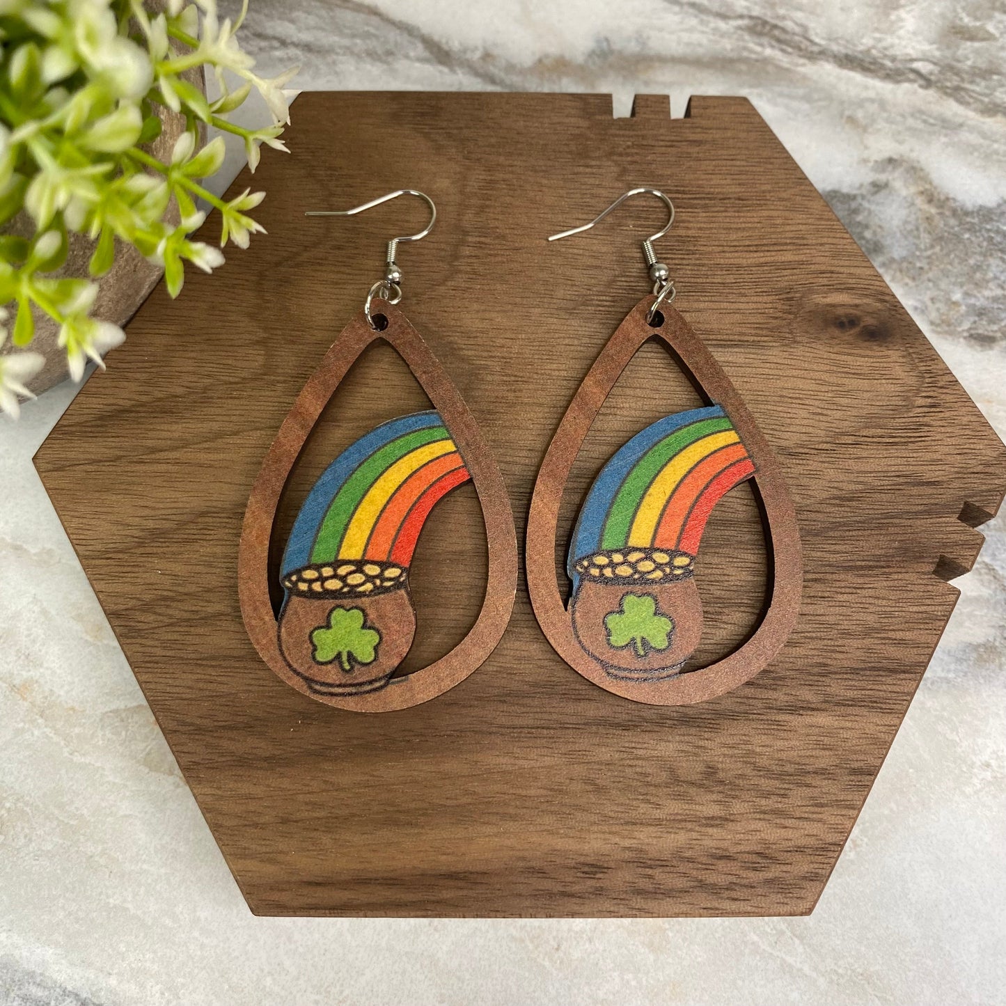 Wooden Dangle Earrings - St. Patrick’s Day - #9