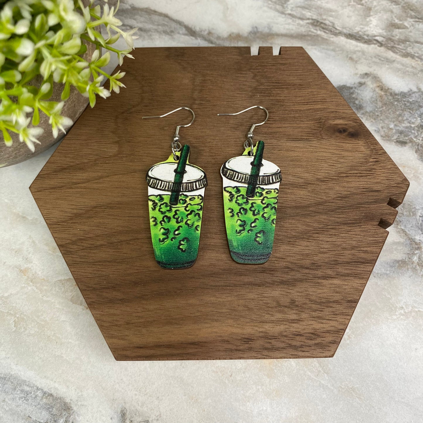 Wooden Dangle Earrings - St. Patrick’s Day - #12