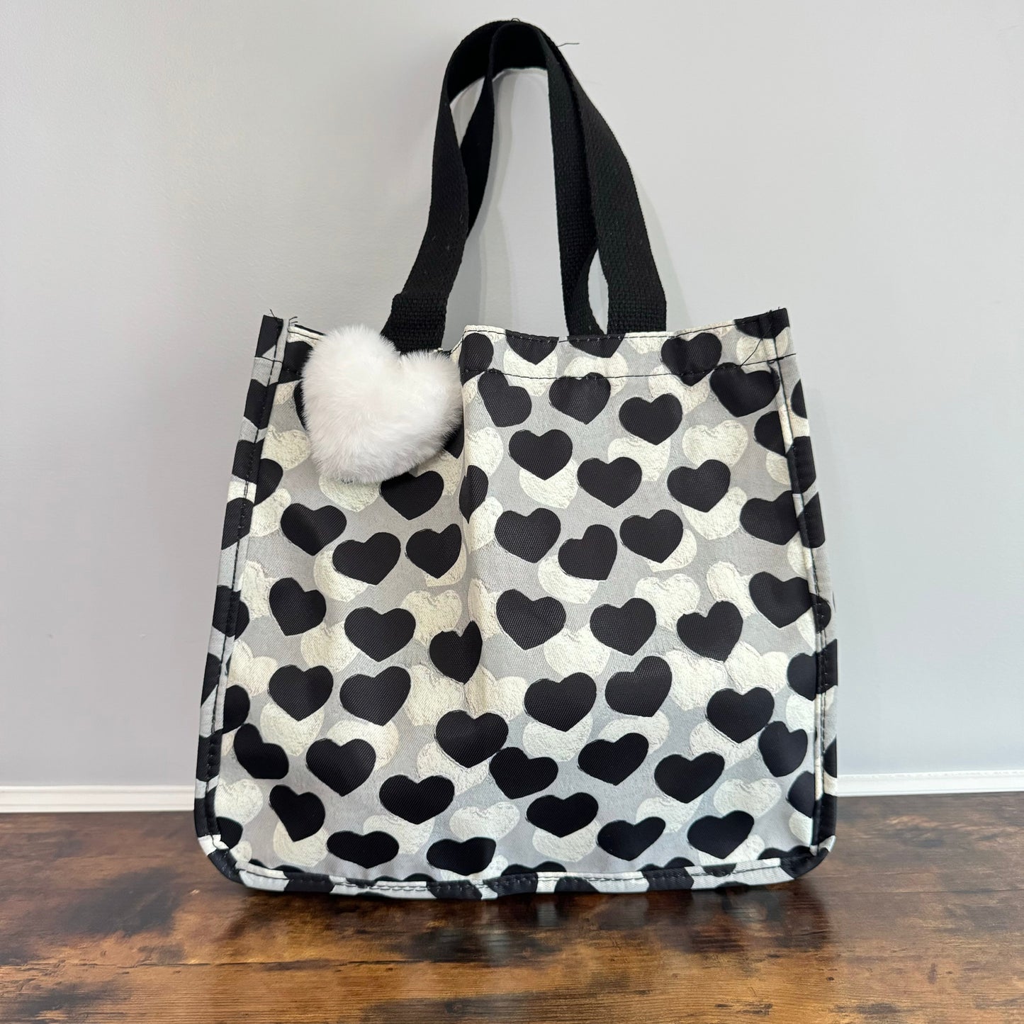 Heart Tote Bag - Black + Grey