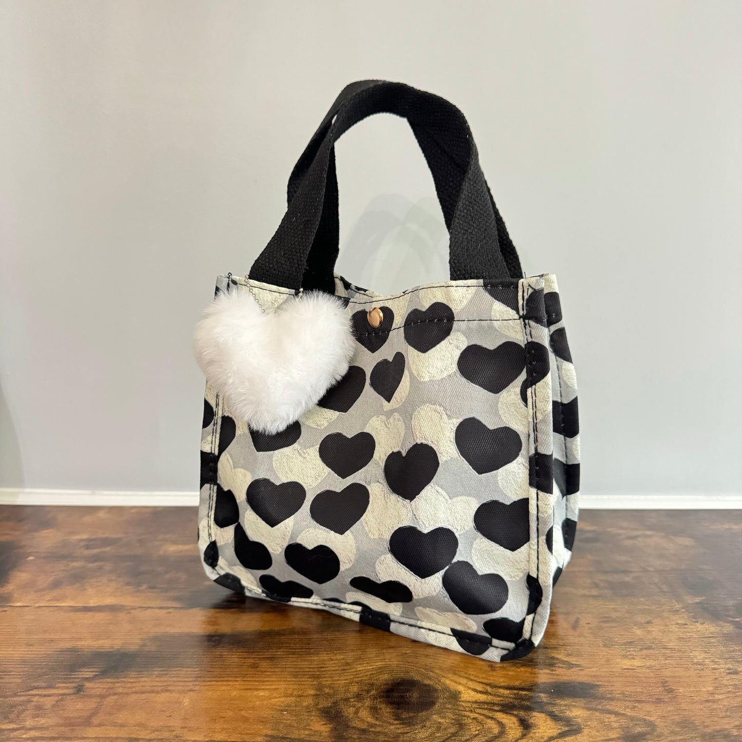 Heart Tote Bag - Black + Grey