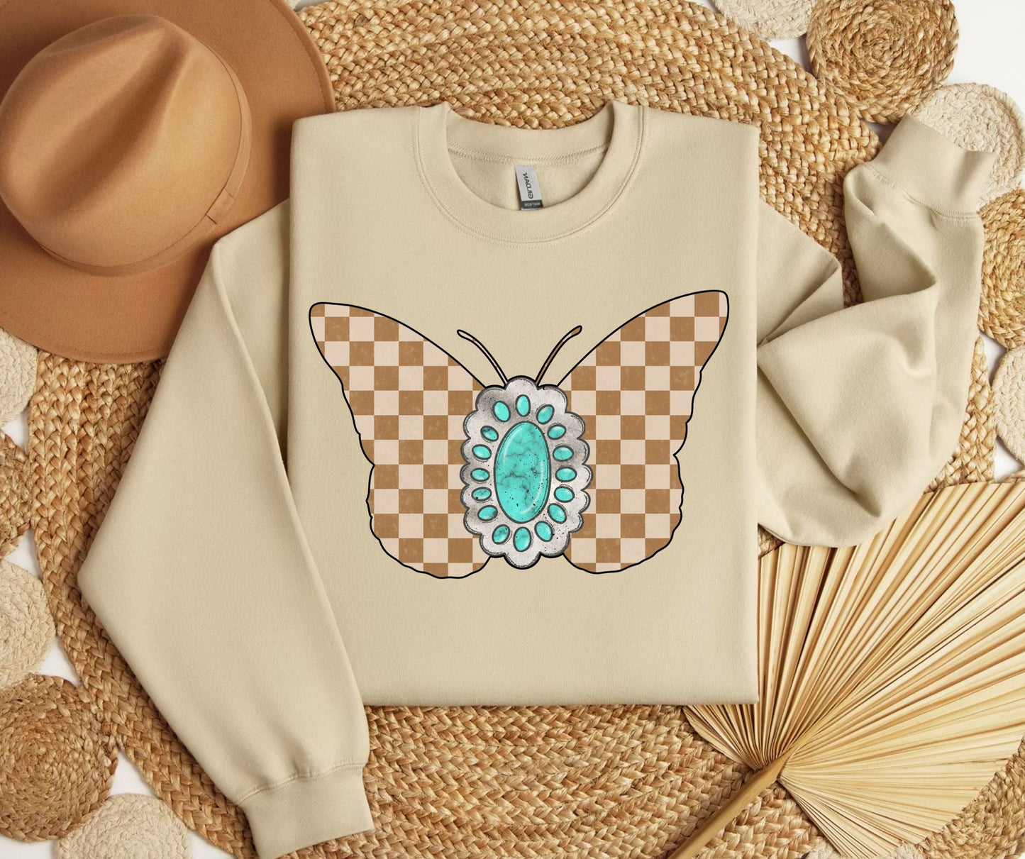 Western Checkered Butterfly SWEATSHIRT.