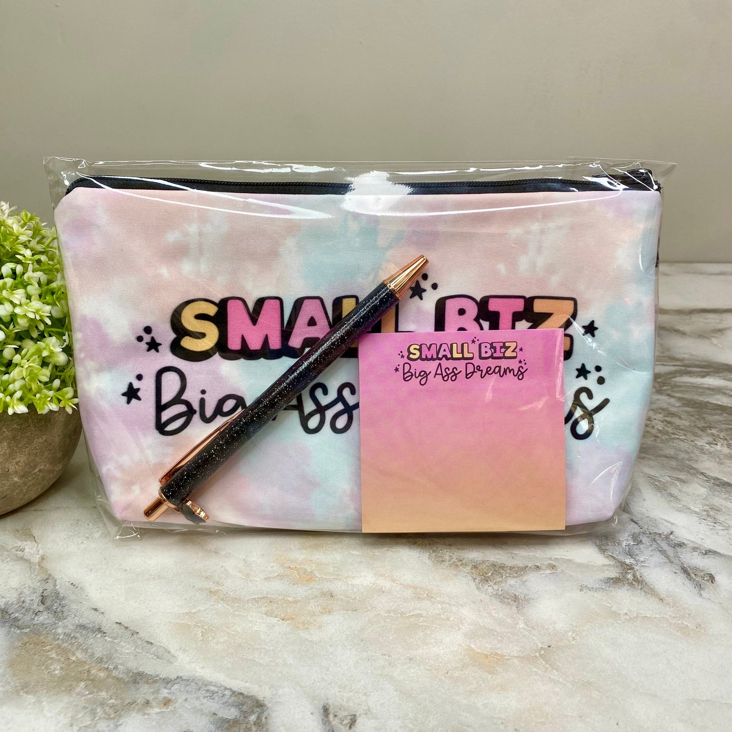 Pouch, Sticky Note, Pen Set - Small Biz