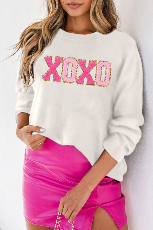 White XOXO Chenille Sweater LT