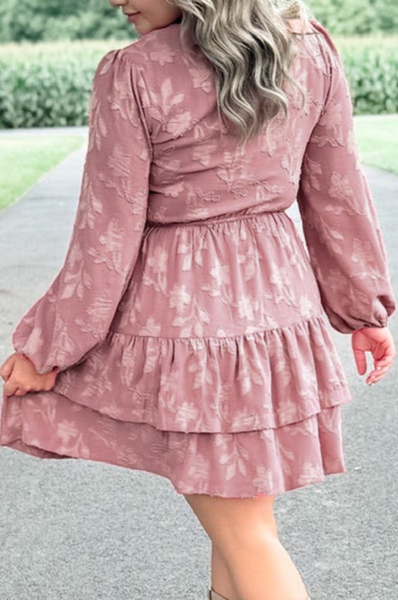 Dusty Pink Floral Plus Size Dress LT