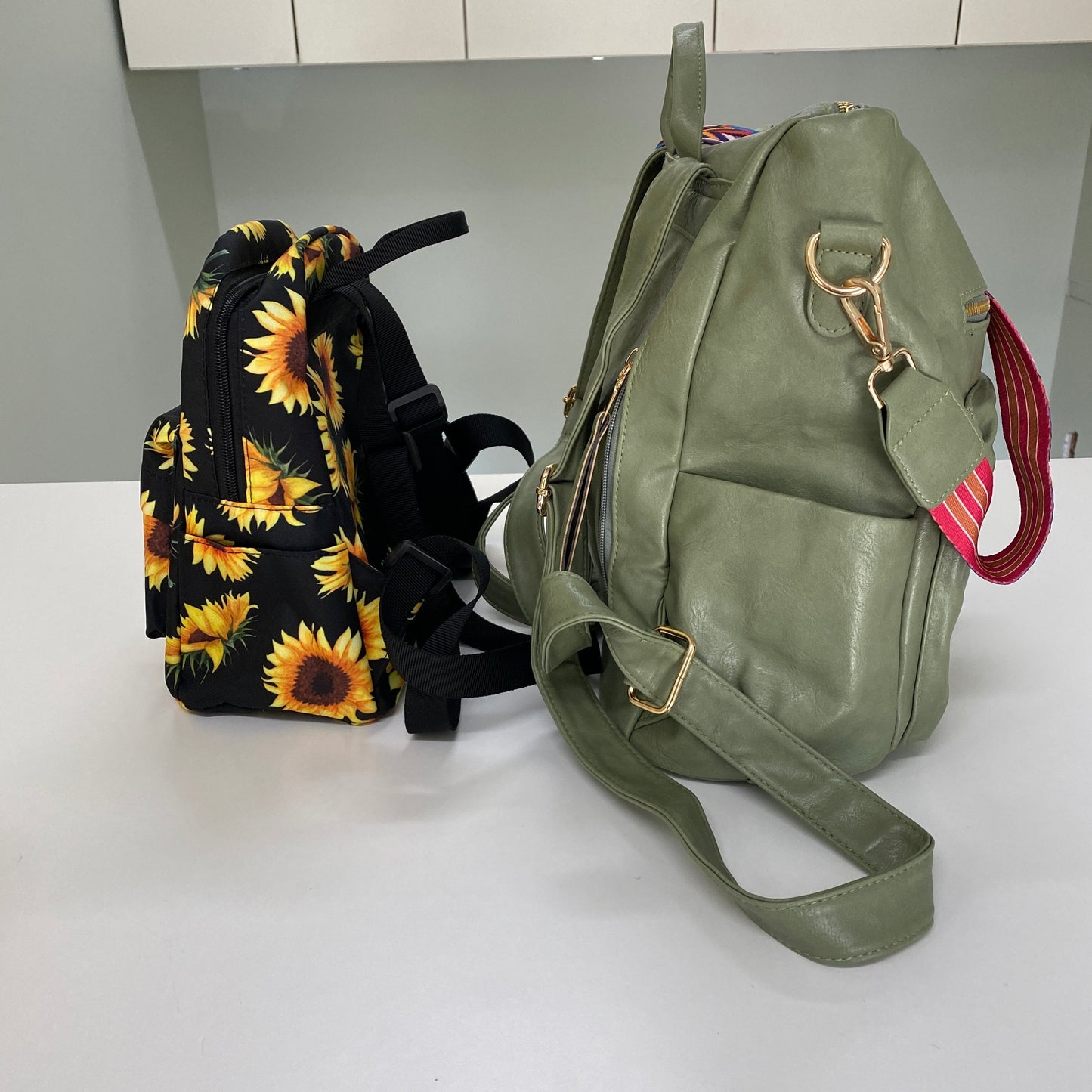 Mini Backpack - Sunflower On Black